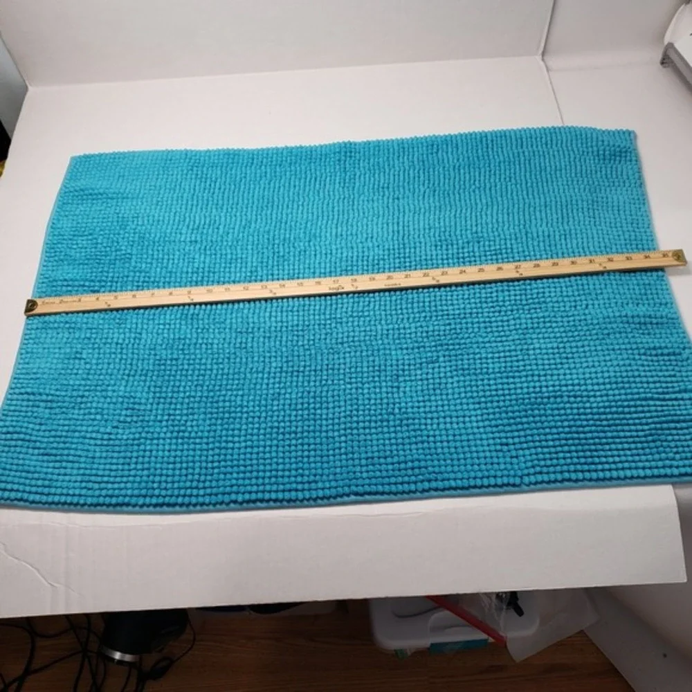 Chenille Bath Mat Rug Set of‎ 2 35x24 Turquoise Texture Spa Soft Plush Absorbent